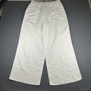 L*Space Palma Pants Womens XL White Linen Wide Leg Elastic Waist Casual